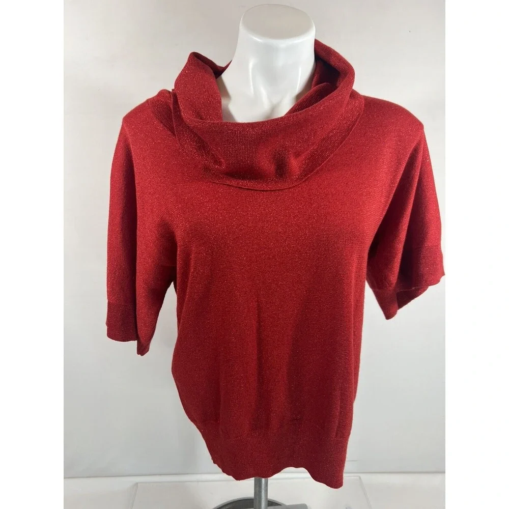 Michael Kors Metallic Crop Top Womens Small Red Glam Y2K Party Style Top